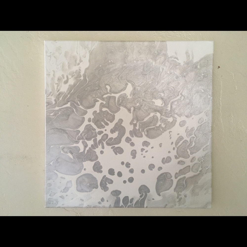 “Wading” Acrylic Pour on Canvas 14x14